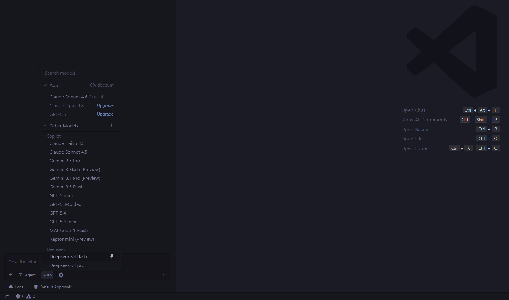 VS Code Copilot Chat 的模型选择器
